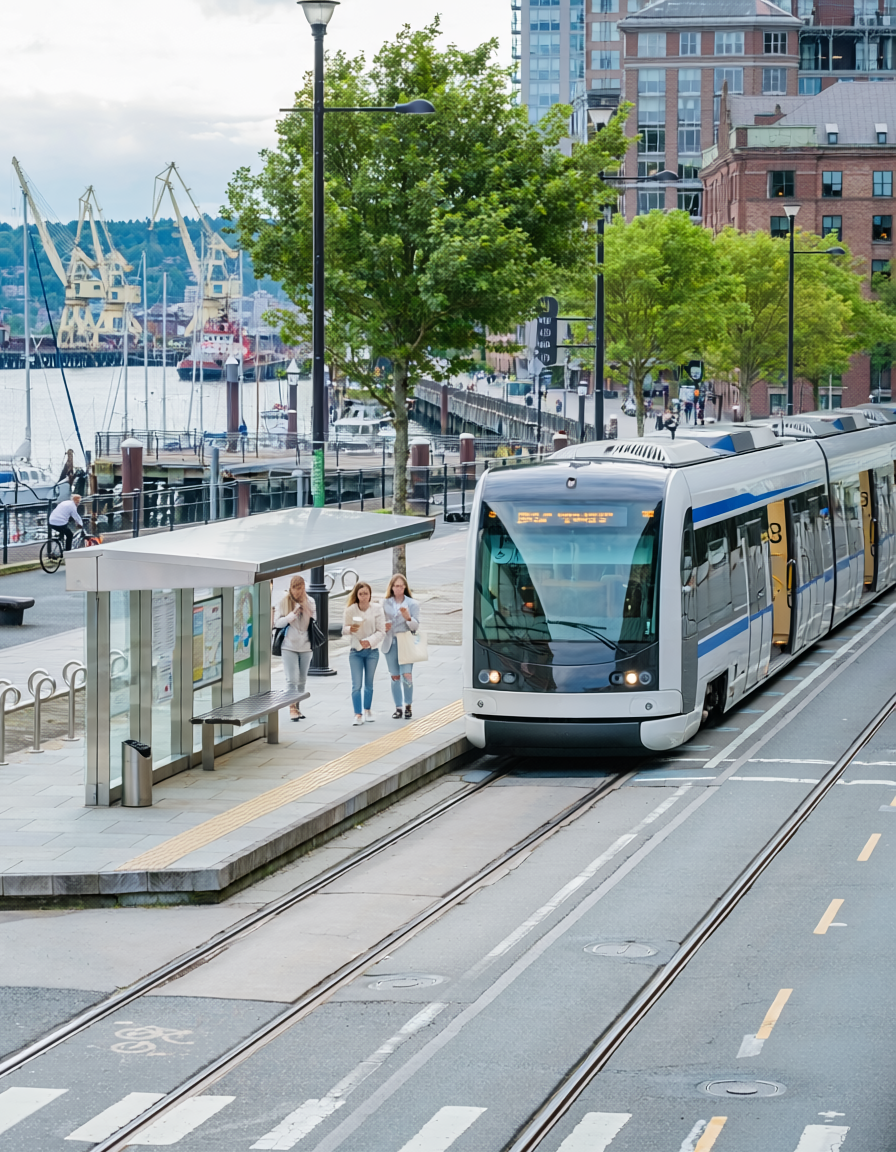 Transportation Solutions including light rail transit, bike bath networks, and efficient roadways.